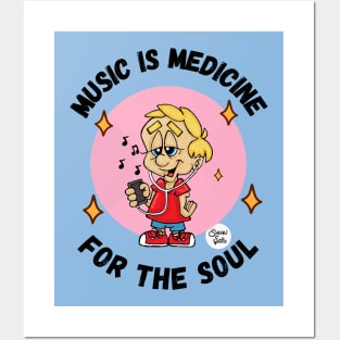 Music is Medicine for the soul black text Fritts Cartoons Posters and Art